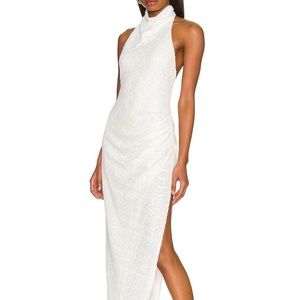 Amanda Uprichard Samba Gown in white sequin